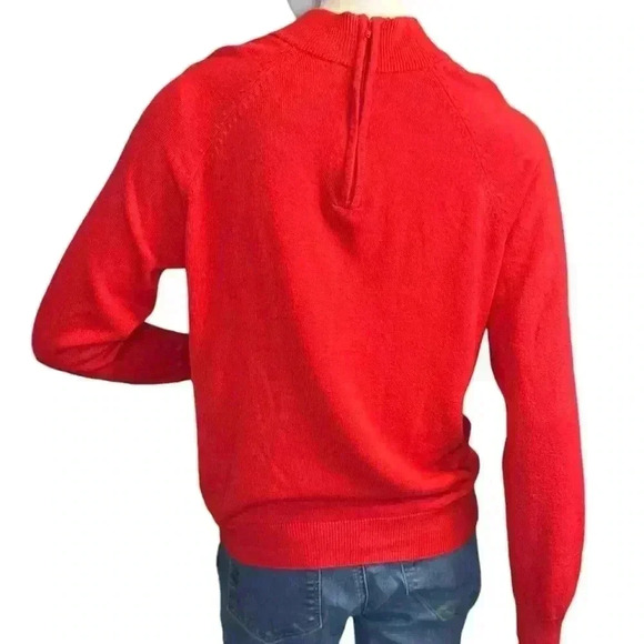 Draper’s & Damons Red Mock Neck Sweater, Back Acrylic Quarter Zipper Size PM. - Picture 5 of 11